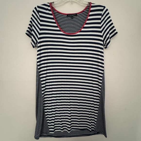 Green Envelope Los Angeles Tops - T-shirt Dress Small White Navy Short Sleeve Coastal Nautical Preppy Sporty